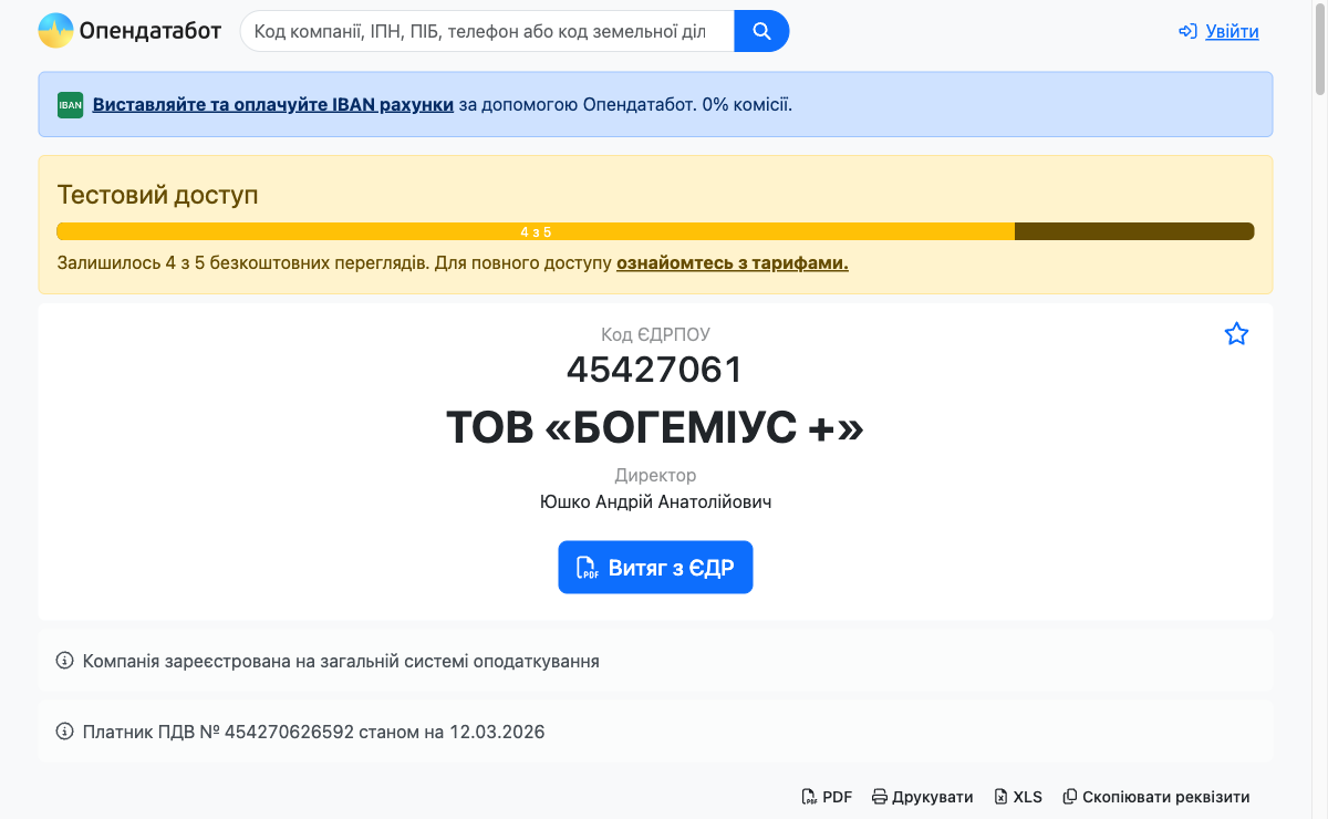OpenDataBot — ТОВ Богеміус+